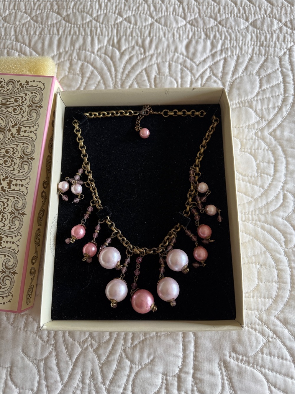 Bauble Vintage Necklace by Two’s CompanyPink Pearl Drop Necklace - Women Jewelry